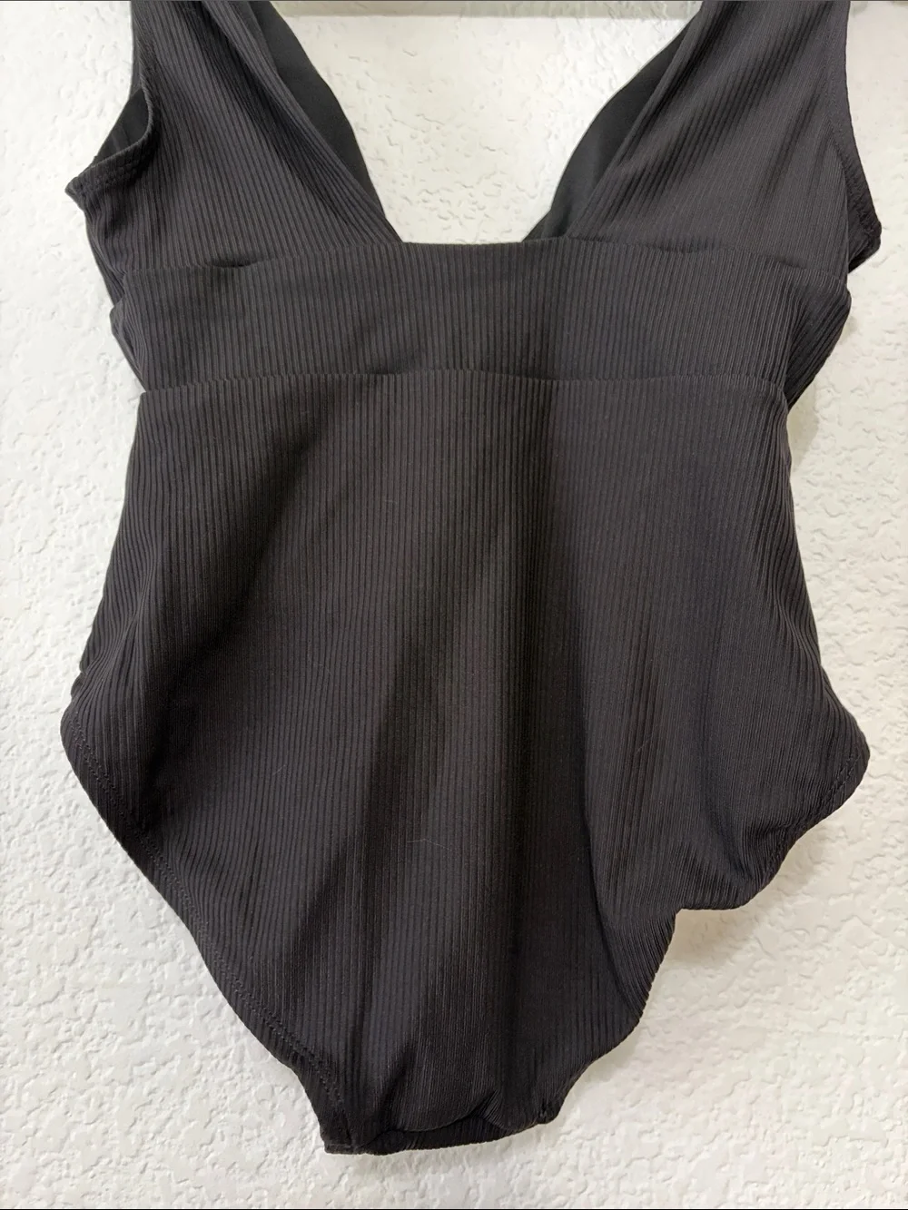 Andie Swim Mykonos Black Ribbed One Piece Swimsuit